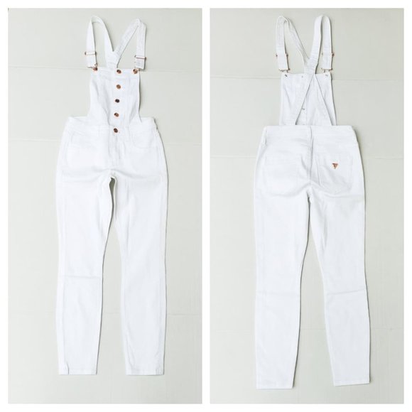 New GUESS Women's White Denim Overall - Picture 3 of 9
